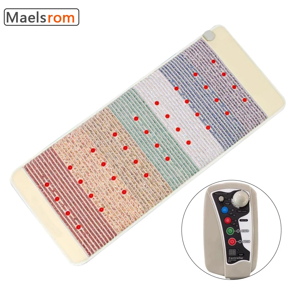 Crystal Healing Mat Far Infrared Heating Rainbow Pad With PEMF Photon Option For Yoga Pain Relief Massage Magnetic Mattress far infrared photon therapy magnetic bio amethyst heating mat negative ion gemstone stone massage mattress relief the pain