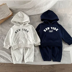 New Baby Boy Girl Clothing Set Children Pullover Sweatshirts + Simple Solid Cotton Sports Pants 2pc Kids Clothes Boy Suit Hooded