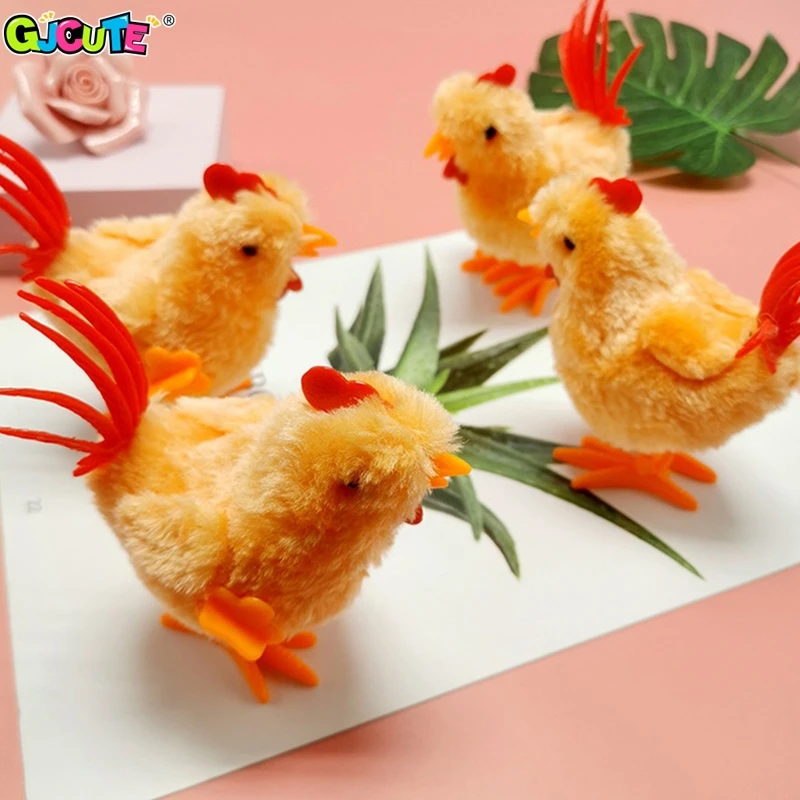 

1Pcs Simulation Big Rooster Wind-up Toy Chicken Clockwork Plush Jumping Toy Easter Gift Kid Educational Interactive Toy Gift