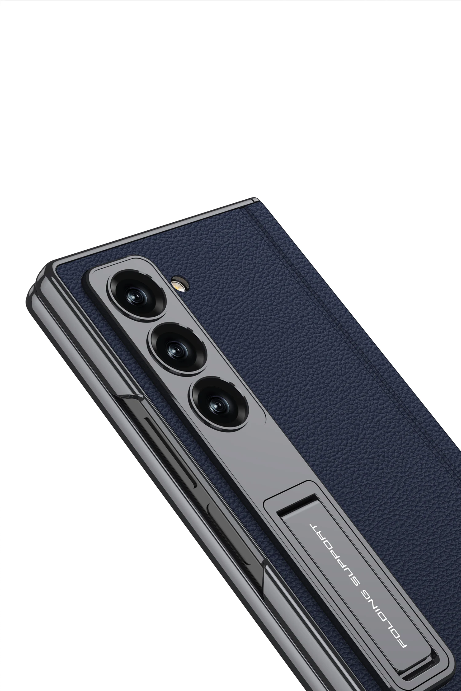 Luxury Plating Hinge Leather Case For Samsung Galaxy Z Fold 6 Magnetic Hinge Bra
