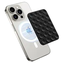 Magnetic Suction Cup Phone Mount with Removable Silicone Grip (Black)