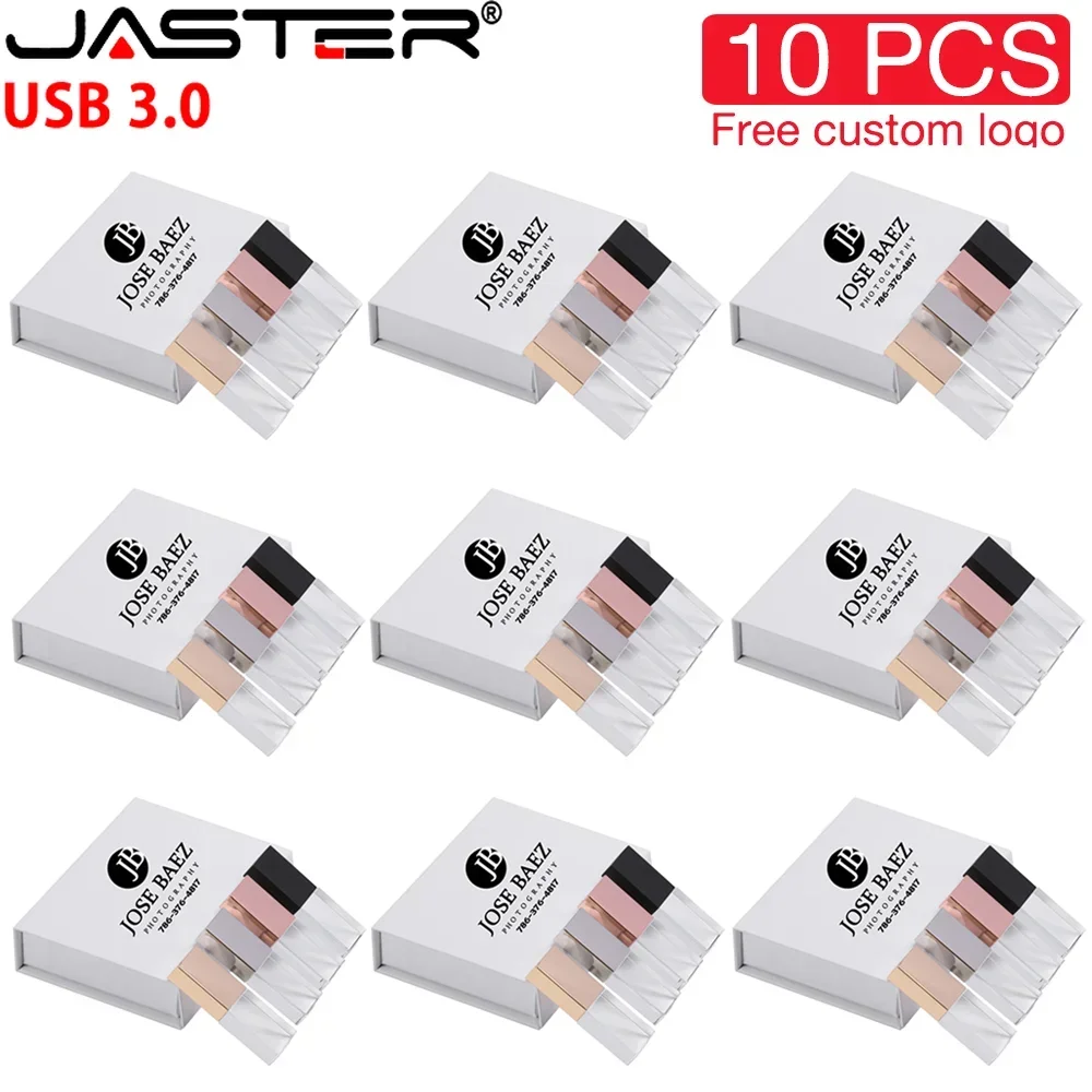 Jaster-crystal Usb 3.0 Flash Drives Pen Drive de Alta Velocidade Logotipo Livre Memory Stick Presente Criativo u Disk 32gb 64gb 128gb 10 Pcs Lot