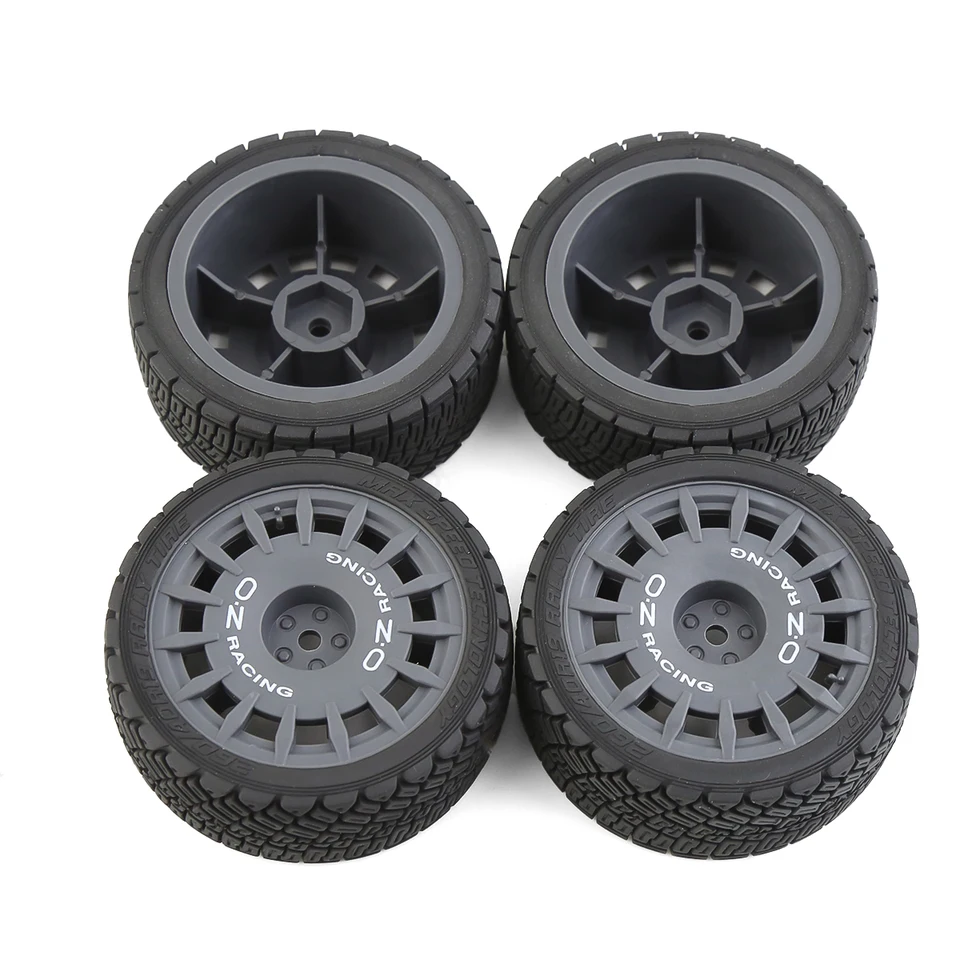 HIRCQOO 1/10 RC On-Road Tires & Wheels - 12mm Hex, 70mm OD, Nylon Rims For Tamiya, Traxxas, HSP & More (White)