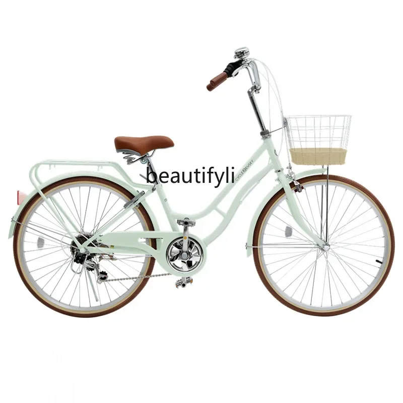 

26-Inch Adult Women's Variable Speed Retro Pastoral Style Walking Parent-Child City Commuter Bicycle