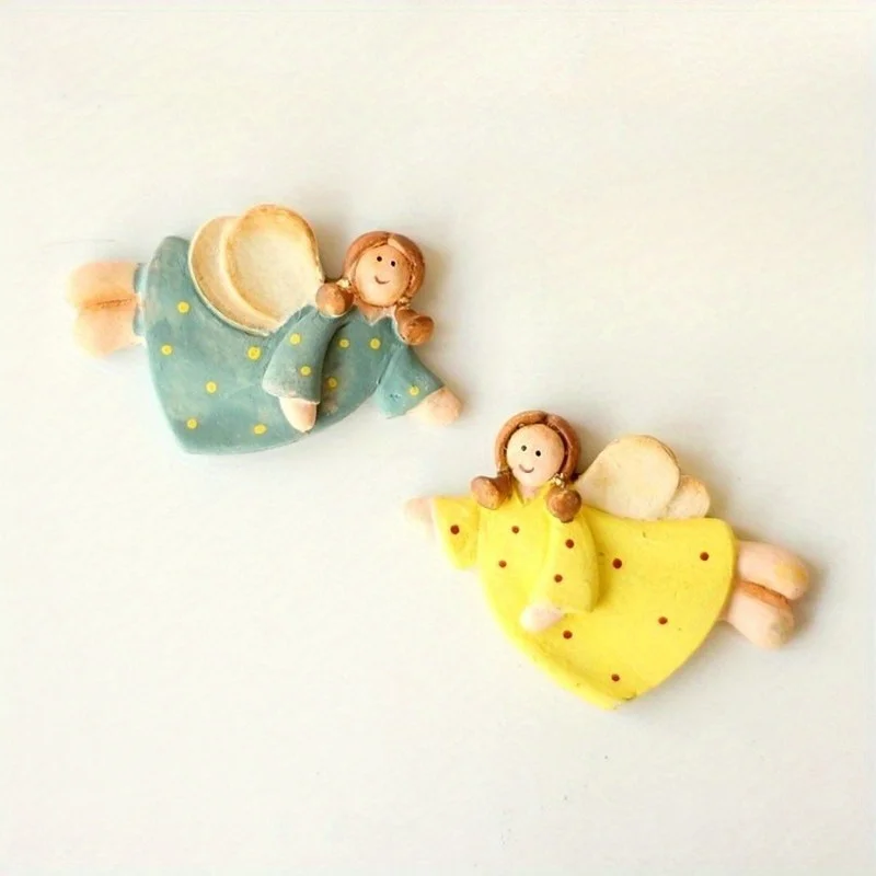 Creative Vintage Dotted Angel  Refrigerator Magnets Sticker Resin Painted Decor for Office School Notes Organization Supplies