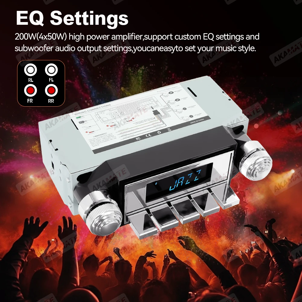 Retro Car Radio for Ford Bronco F-Series Mustang Galaxie Ranchero Multimedia Player FM AM RDS Bluetooth AUX USB 12V MP3 Stereo - 5