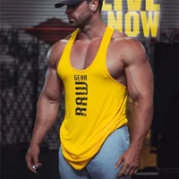 Nouveaux hommes coton débardeurs gym fitness muscle chemise sans manches mâle impression maillot de corps basket-ball musculation sport gilet hommes 4