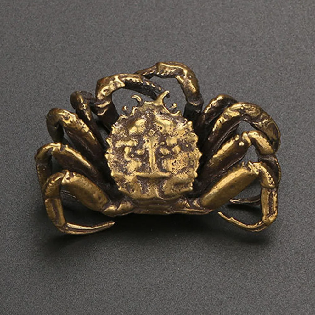 

Brass Crab Small Statue Ornament Copper Handmade Antique Animal Miniature Figurine Office Desk Decoration Home Decor Craft