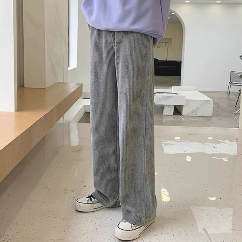 Korean Casual Women Pants Spring Autumn High Waist Wide Leg Trousers Solid Female Casual Chic Streetwear Y2k Clothing 바지 fashion gothic high waist jeans women chic side hit color wide leg denim pants female harajuku y2k streetwear straight trousers