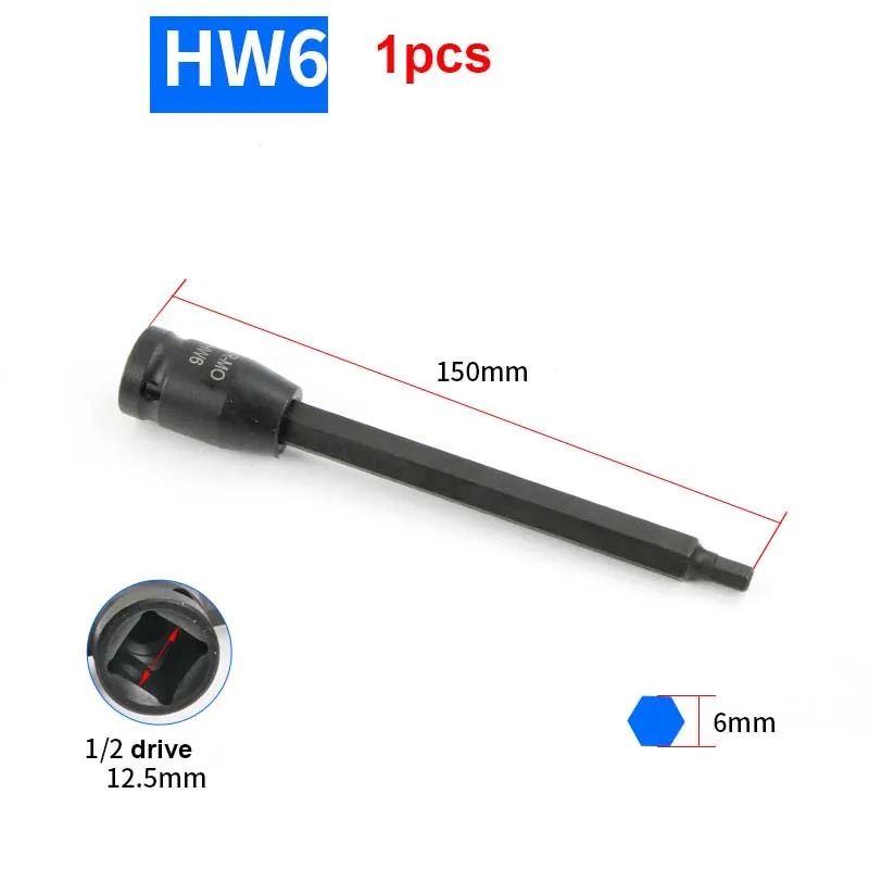 Description Picture 5 of item1pcs150mm Length CR-mo 1/2 Inch Drive Sockets H4-H12 Hex Screwdriver Bit set Hand Tools impact Socket Joint Hexagonal bits