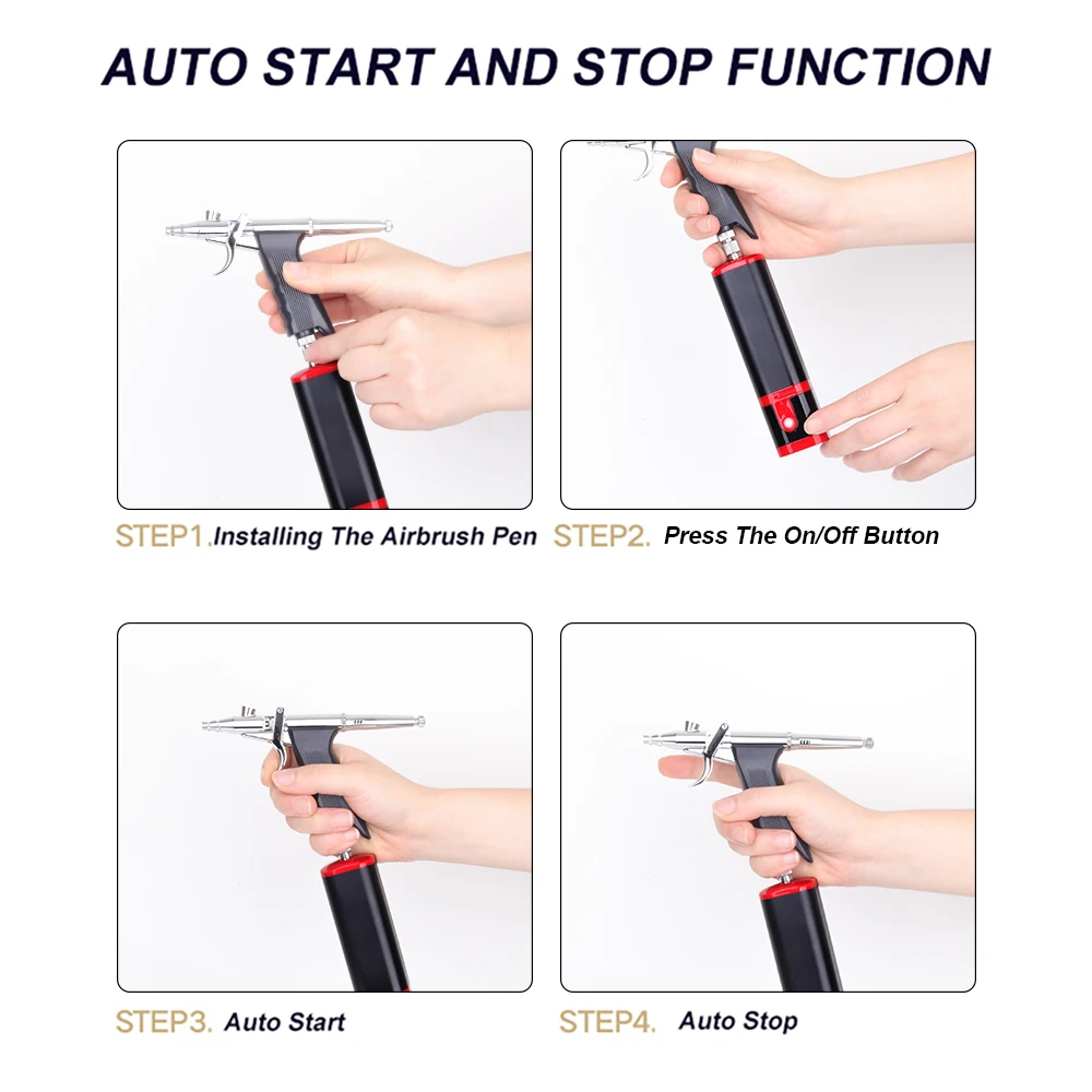 Personal Cordless Airbrush with Compressor Kit Replace Battery Noiseless High Power Type C USB Pneumatic Tool
