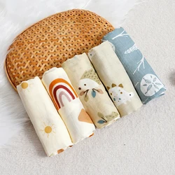 Luxurious Soft Muslin Baby Swaddle & Wash Cloth Set - 5 Pieces (SF06)