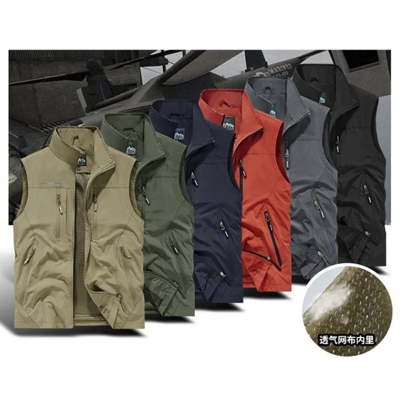 Mens Leather Fishing Vest Warm Breathable Outdoor