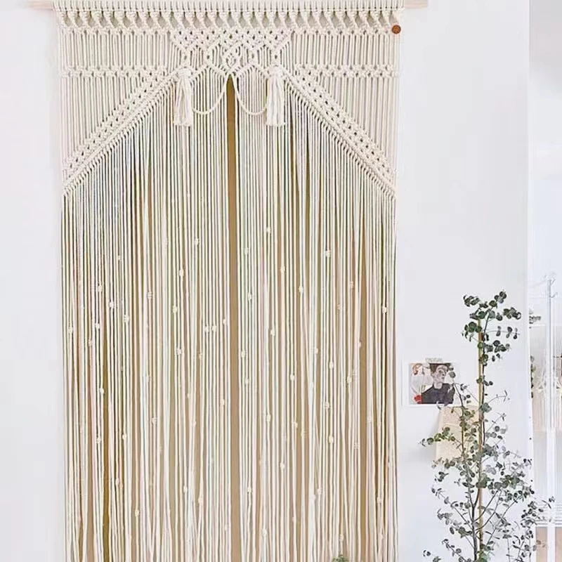 Rideau De Porte En Coton Macramé Tissé à La Main, Tapisserie Murale Suspendue, Décoration Boho, Tapisserie De Fond De Mariage