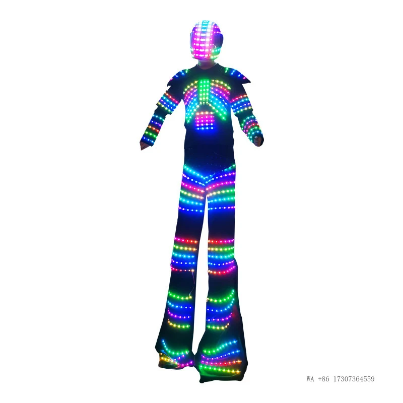 LED 색상변환 장대 의상, 발광 공연 소품, 헬멧, 남성용 바 기계식 발광 의상