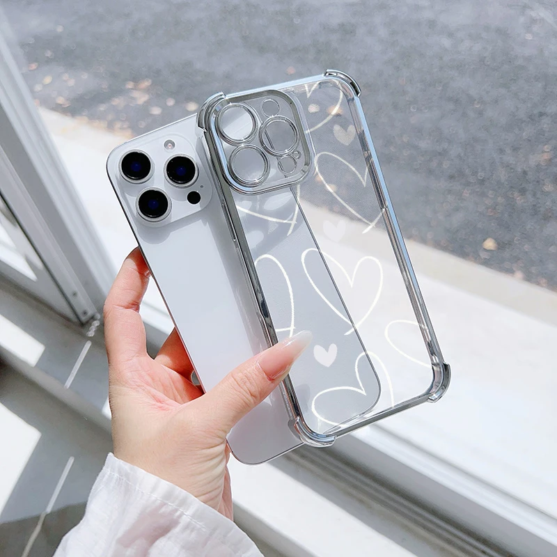 Love Heart Transparent Soft Phone Case