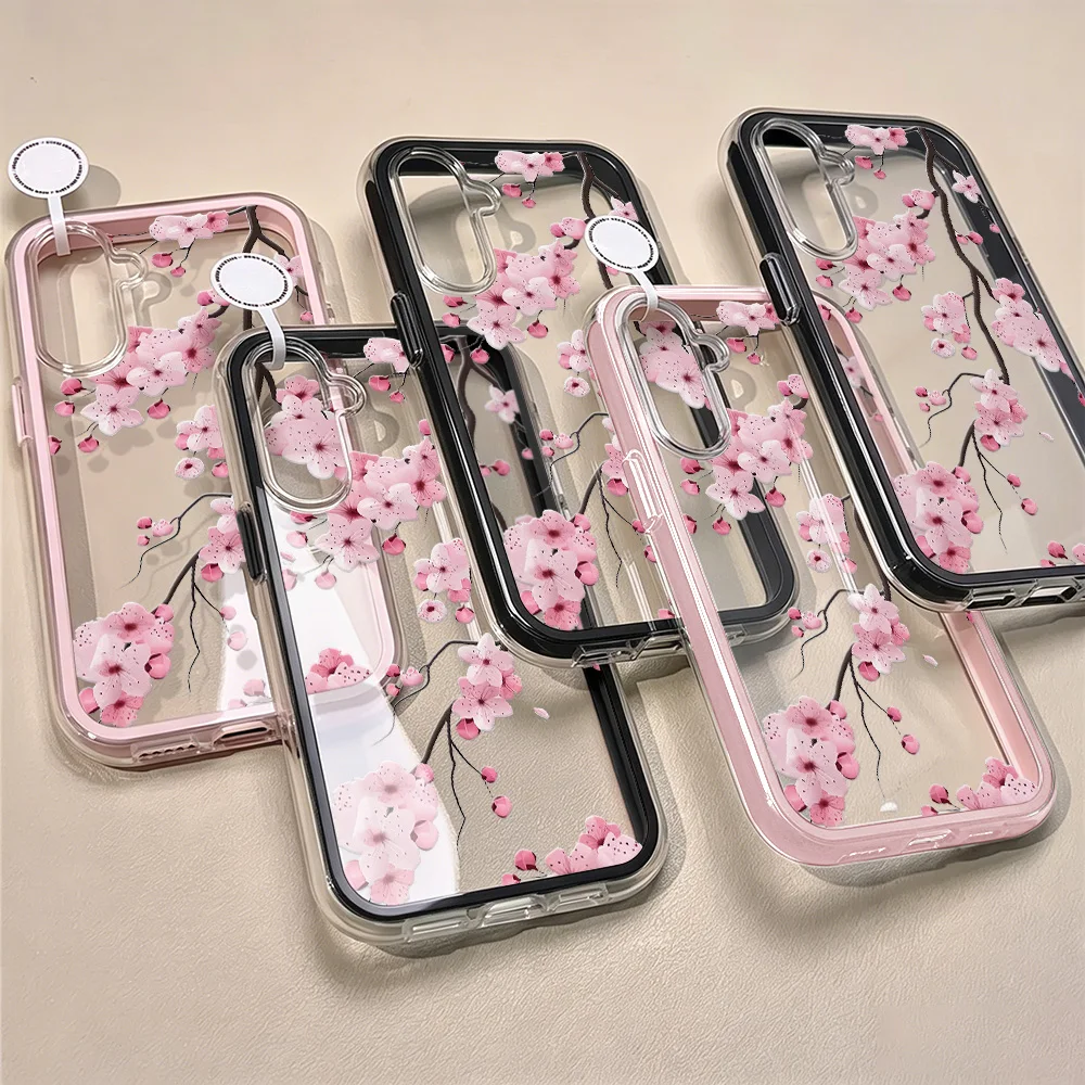 Peach Blossoms Transparent TPU Phone Case Cover
