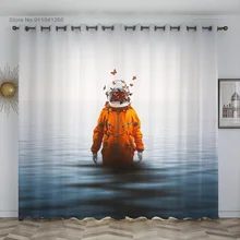  Luxury Modern Window Curtains Space Astronaut Cartoon Bedroom Living Room Dining Room Decoration Beautiful Blackout Curtain 