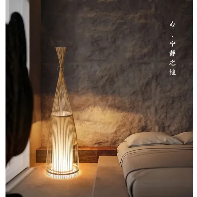 Hanmade Rattan Bamboo E27 Led Floor Lamps for Living Room Tea Room Sofa Side Standing Lamp Bedroom Bedside Lights Home Decor