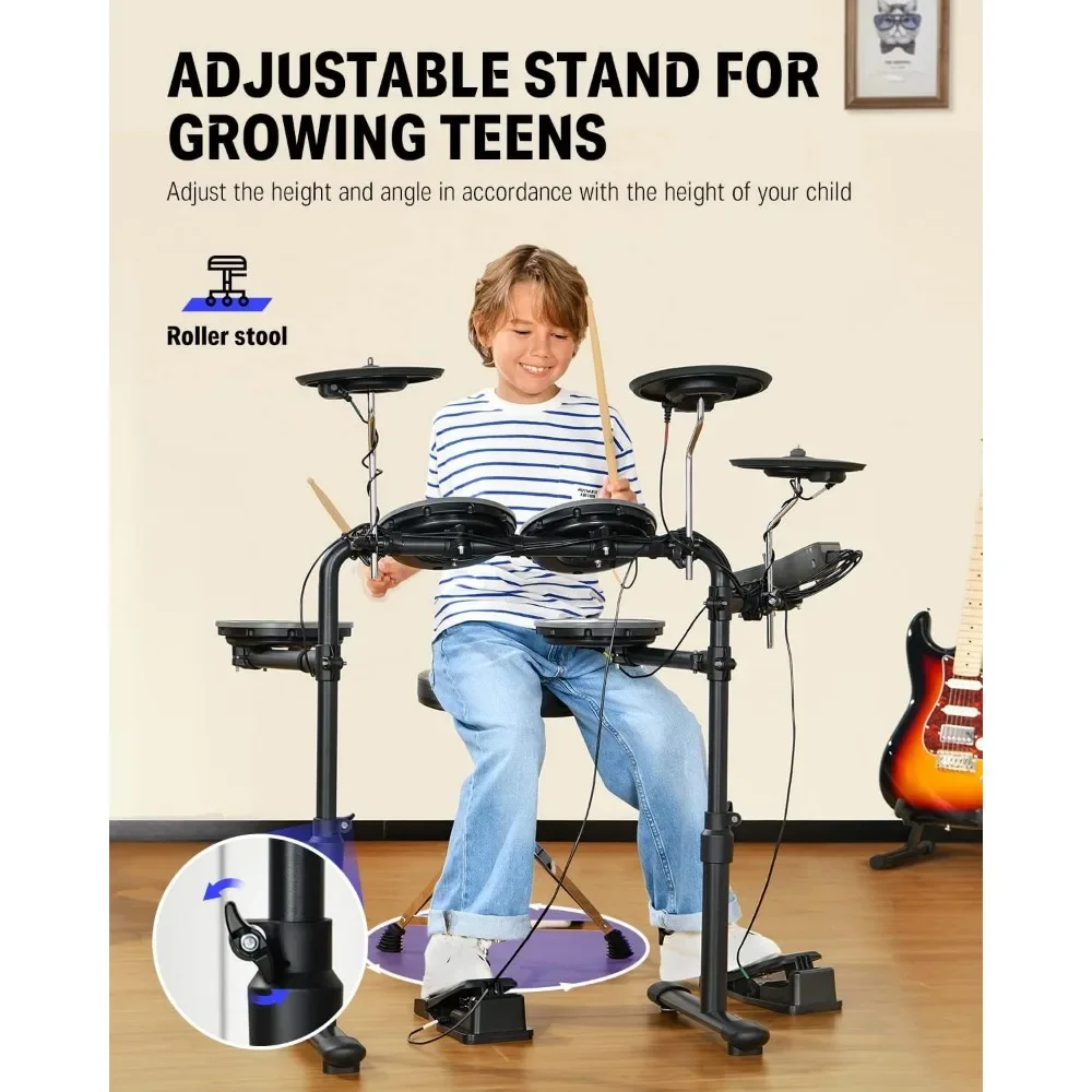 CEURA 電子ドラム 5ドラム3シンパル USB MIDI機能 イス付き CEURA