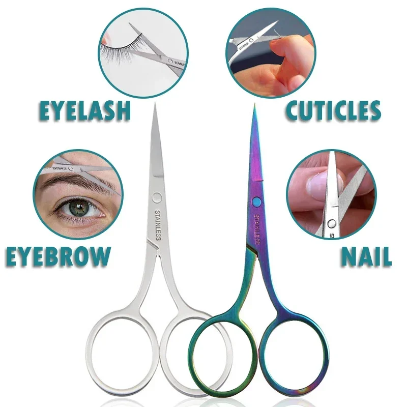 2Pcs Eyebrow Scissor Makeup Eyelash Trimmer  Facial Hair Remover Manicure Scissor Nail Cuticle Tool Beauty Scissors 3