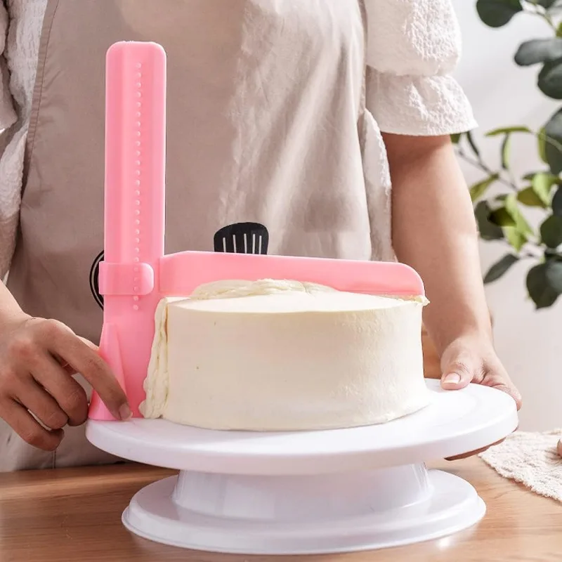 Multi-Color Cake Smoother and Scraper Set Adjustable Height Frosting Spatula Cake Decorating Tool for Perfectly Frosted Cakes