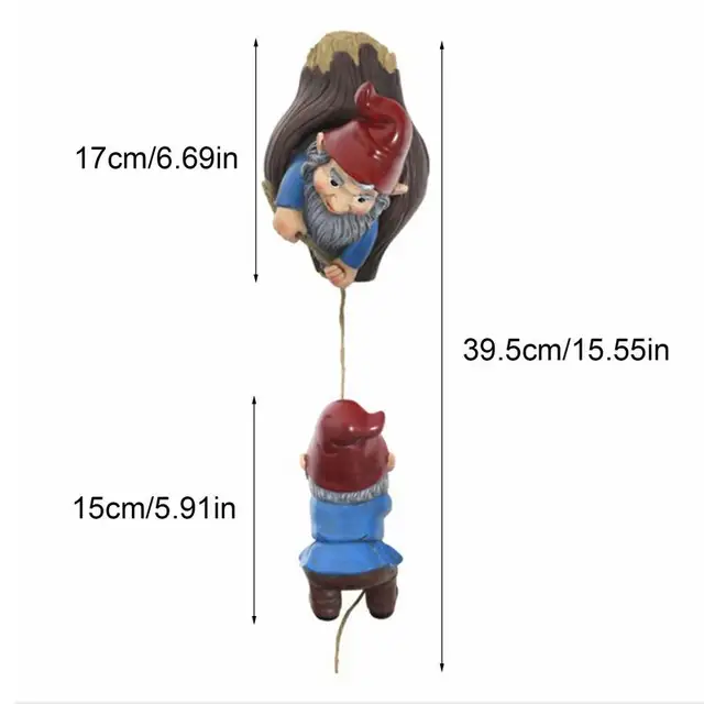 Kert Lógó Gnóm Törpe Hegymászó Fa Szobor Gyanta Dísz Karácsonyi Dekoráció Kültéri Dekorációkhoz - Image 6