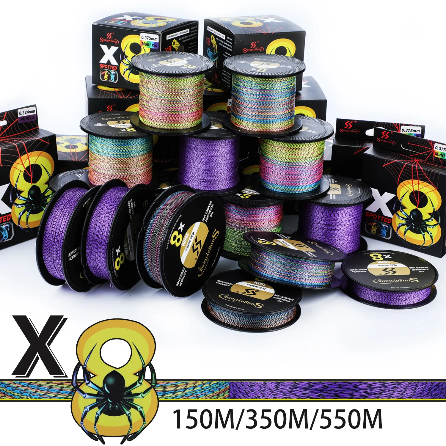 Fishing Line 8 Strands Speckled Braided Fishing Line 150M-550M 17-97LB Multifilament for Sea Carp