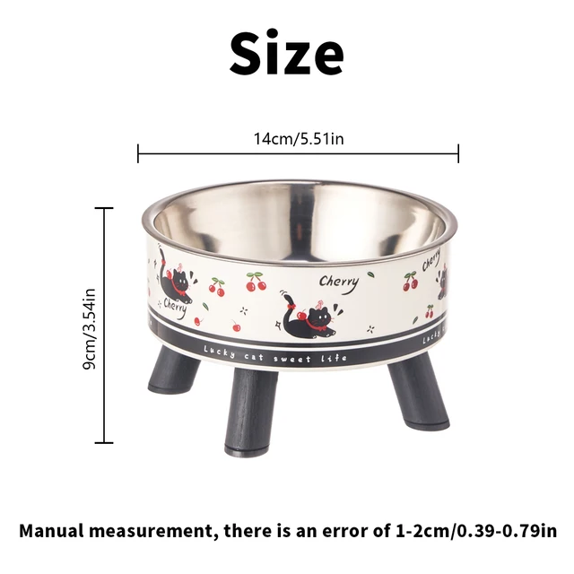 A fashion printed stainless steel pet bowl for feeding and water, high-legged cat bowl with neck protection, cartoon feeding dog 6