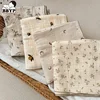 2Layer Blanket for Newborn Baby Floral Cotton Muslin Swaddle Thin Baby Summer Blanket Infant Toddler Baby Bath Towel100X100CM 1