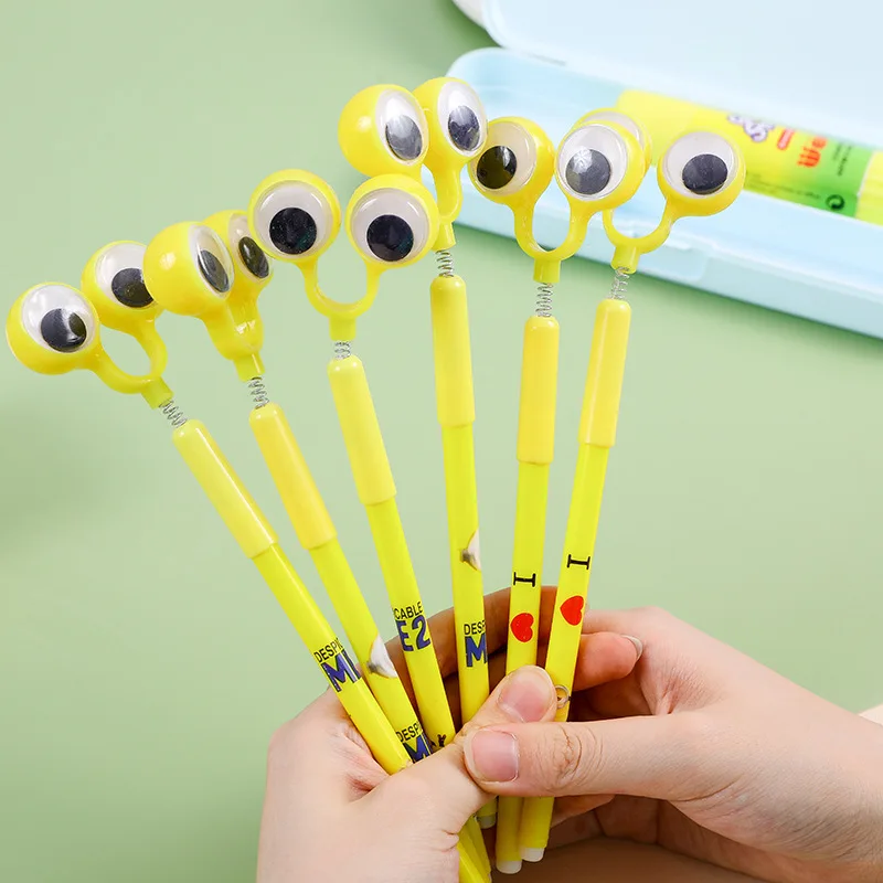 stylo-gel-creatif-aux-grands-yeux-pour-bebe-stylo-de-dessin-anime-mignon-examen-etudiant-encre-noire-retour-a-l'ecole-jaune-printemps-vente-en-gros-150-pieces