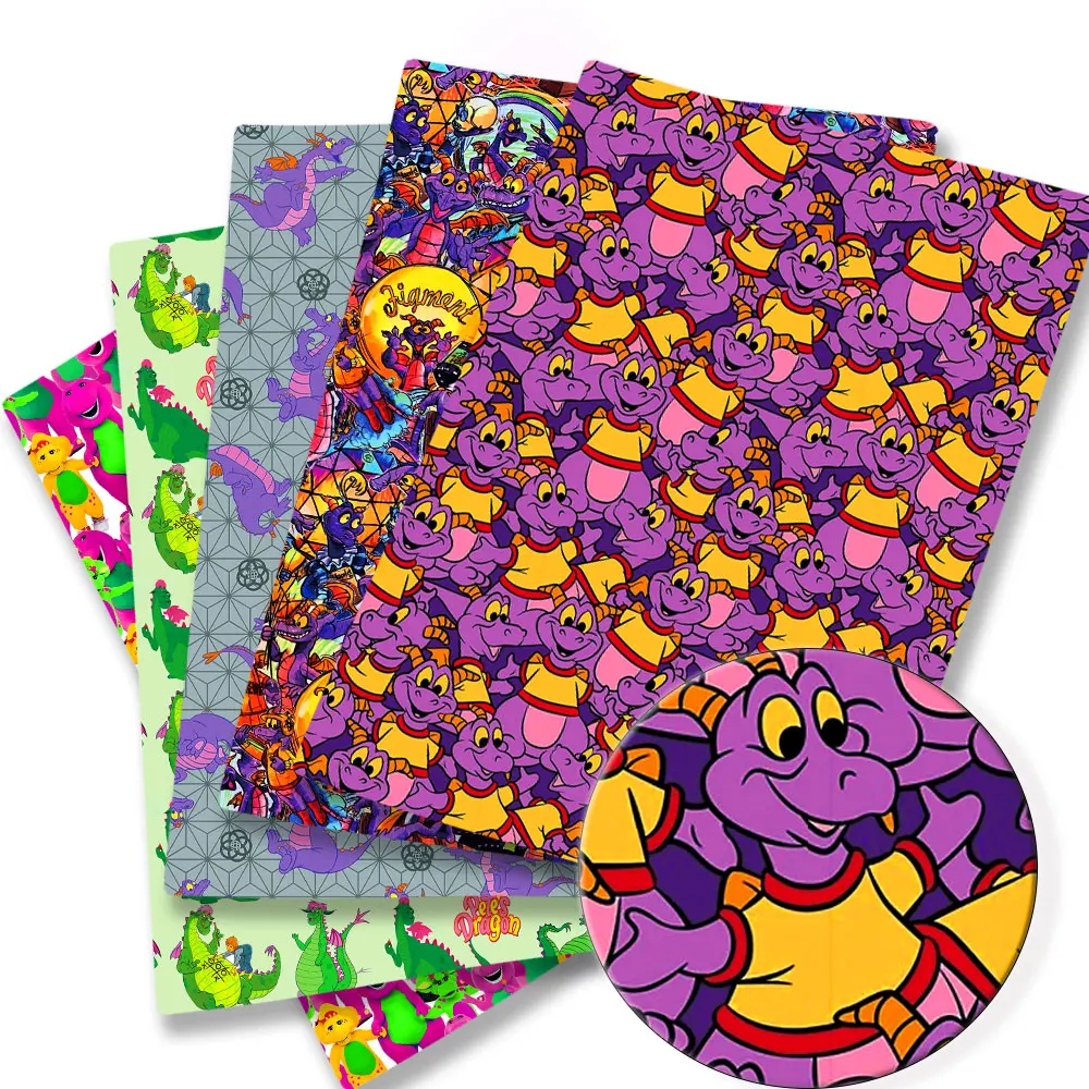 Tissus Motifs Dragons & Personnages - Figment, Barney