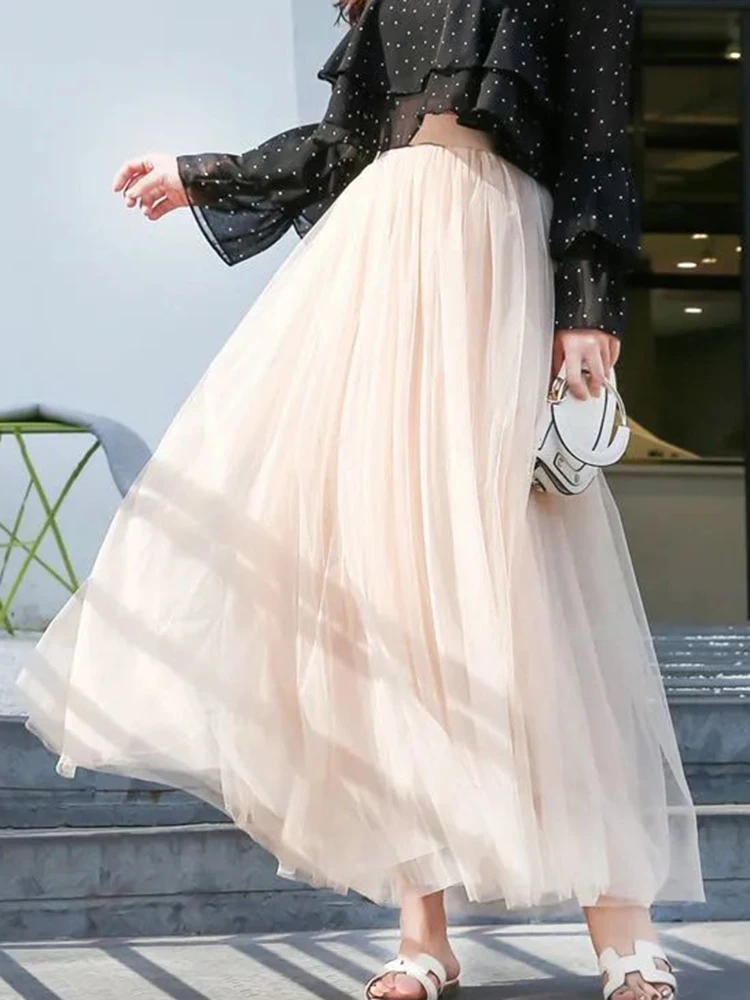 Dress Layered Tulle Skirt Beige Layered Tulle Skirt Beige Long