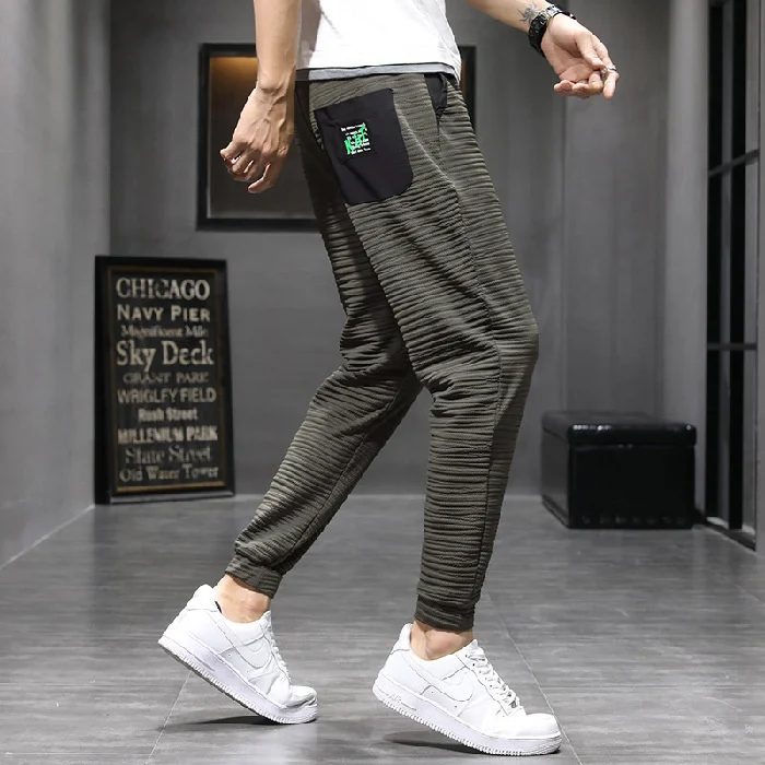 Silk Ice Loose Jogging Pants Men Summer Thin Long Length Drawstring Casual Men Trousers Clothing Korea Style Harem Pants Men alibaba pants Harem Pants