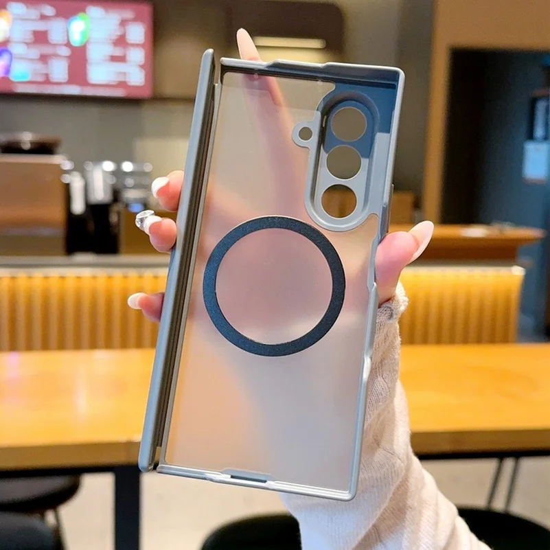 Frosted Matte Semi-Transparent Magnetic Phone Case with Ring Holder