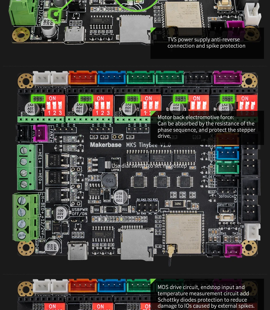 ESP32, MCU, Tela TFT, Função WiFi, Controle WB, Peças Impressora