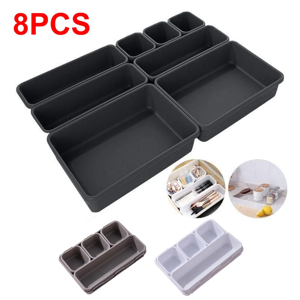 

8pcs Household Drawer Organizers Storage Box Dustproof Desk Drawer Divider Storage Box Women Makeup Organizer Bathroom Storage