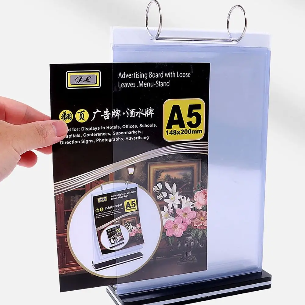 Pageable Table Menu Stand Clear Portrait A4 A5 A6 Pocket Display Waterproof Landscape Flip Menu Stand Dining-table