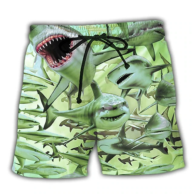 New Men's Board Short Swim Shorts Swim Trunks Drawstring Shark Graphic Prints Quick Drying Casual Holiday Hawaiian Shorts 3