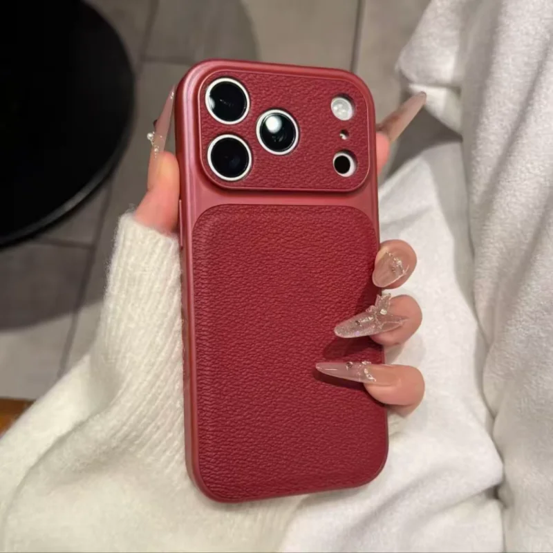 Luxury Matte Candy Color Leather Plating Phone Case - Business Shockproof Armor Cover