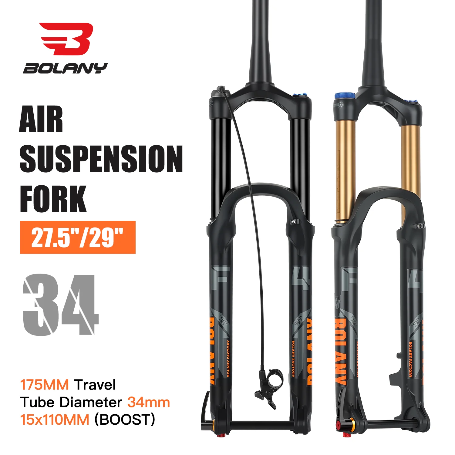 BOLANY Bike Suspension Fork 175mm Travel MTB Fork XC DH AM Down