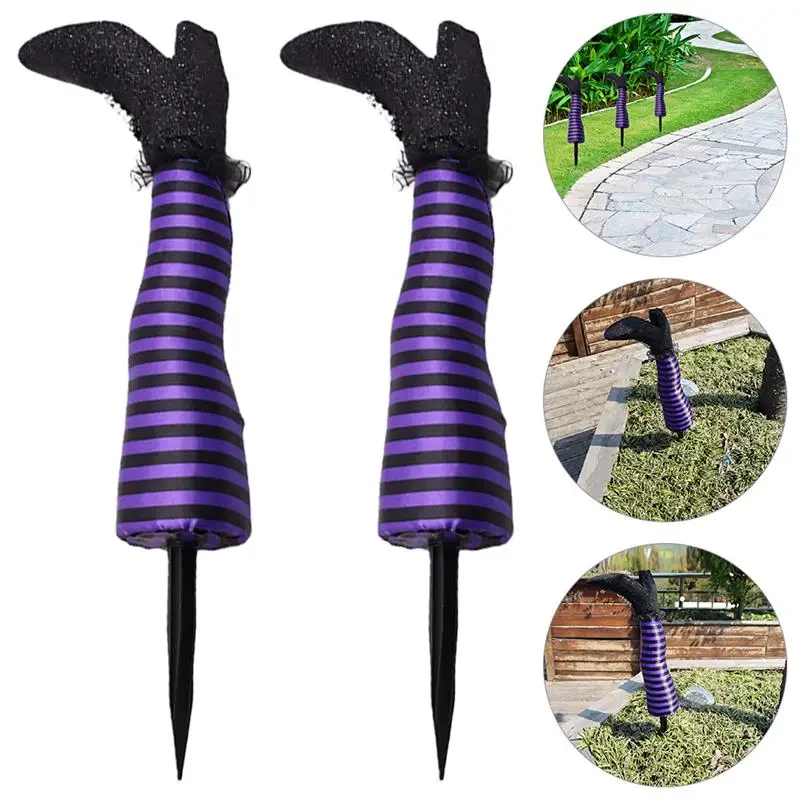 

1/2pcs Halloween Evil Witch Legs Upside Down Wicked Wizard Feet With Boot Stake Yard Lawn Garden Halloween Decor Props