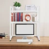 Computer Desktop Bookcase, 2-Tier Multipurpose Countertop Hutch Display Shelf, Adjustable Height Pantry Shelf Spice 2