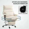 Executive Office Chair with Lumbar Support, Footrest, High Back Reclining Overstuffed Desk Chair with Lumbar Support, Cream White 5