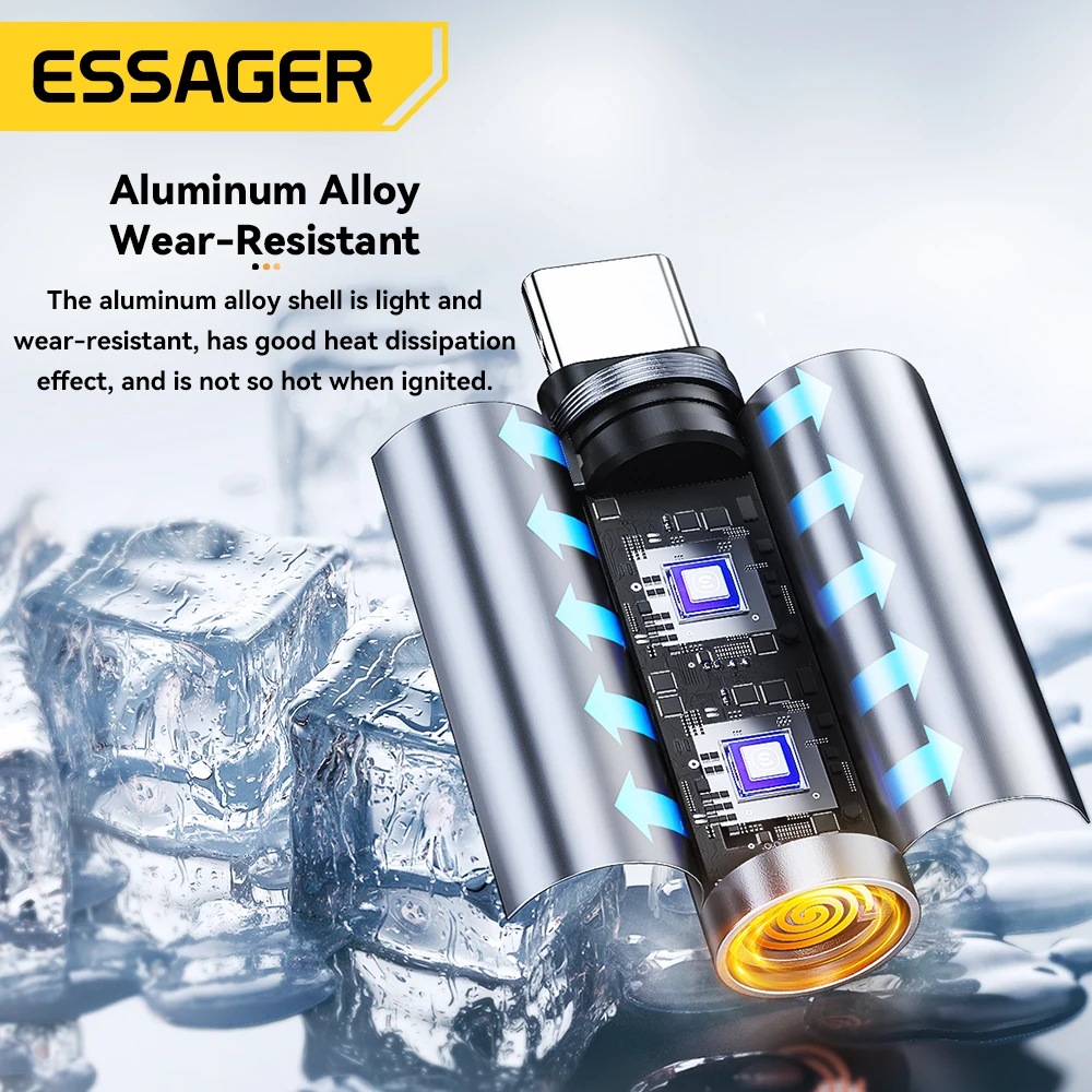 Essager USB Type C Cigarette Lighter Tungsten Wire Blowing Safety for Air Travel No Flame Auto Shut-Off Typec Cigarette Lighter