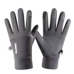 Autumn Men Winter Plush Warm Gloves Sports Driving Snowmobile Waterproof Windproof Fishing Touch Screen Warm Cycling Gloves