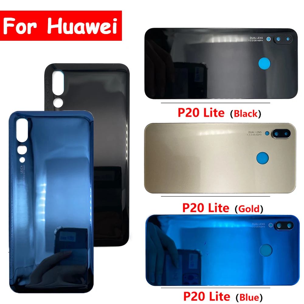 

Высококачественная задняя крышка батарейного отсека для Huawei P20 Pro стеклянная панель P20 Lite корпус батарейного отсека с объективом камеры и логотипом
