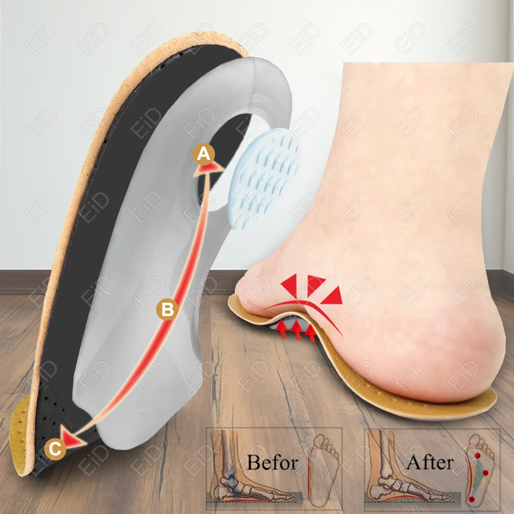 Premium Leather Orthotic insole for Flat foot Shoe Insoles High Arch