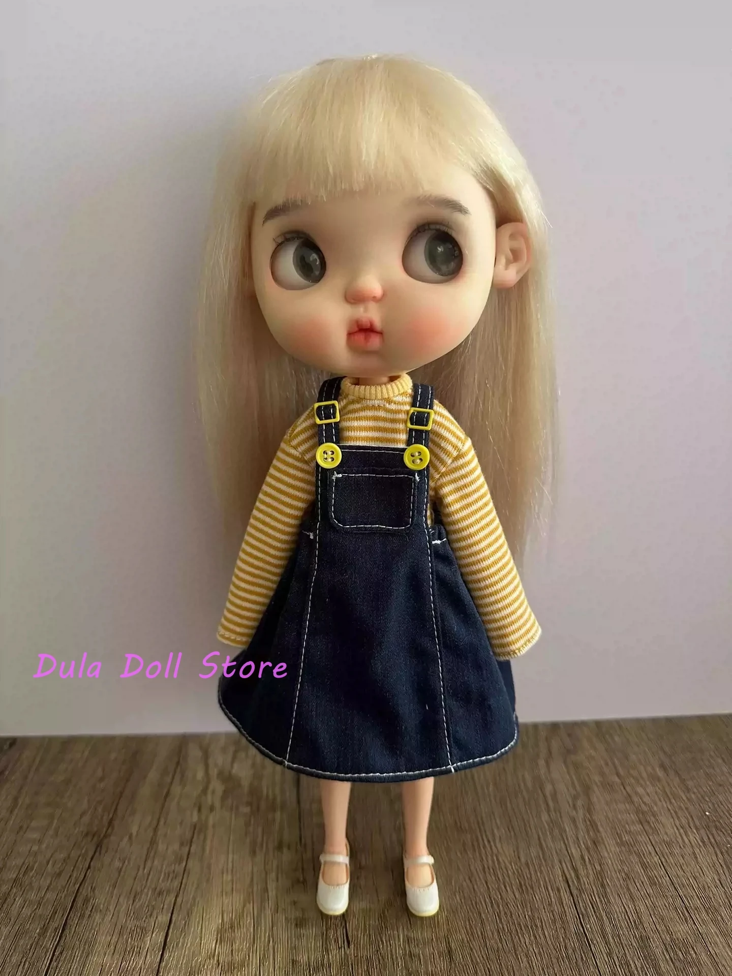 

Dula Doll Clothes Dress Striped strap skirt set Blythe ob24 ob22 Azone Licca ICY JerryB 1/6 Bjd Doll Accessories