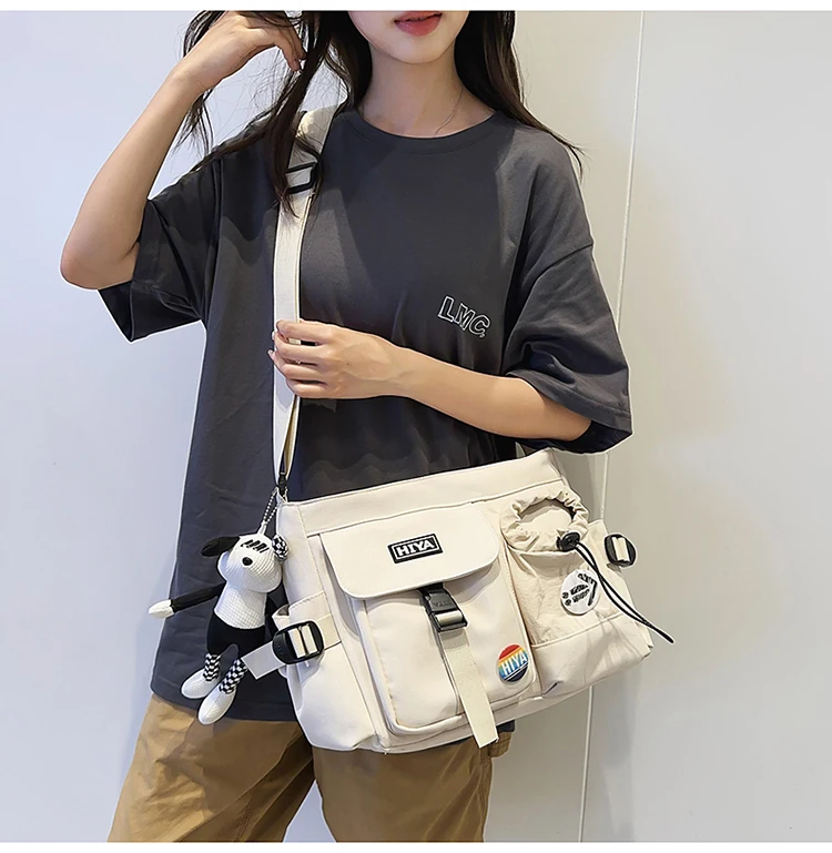 Nylon-Umhängetasche mit großem Fassungsvermögen, trendige Paar-Umhängetasche, lässige Arbeitstasche mit mehreren Taschen – Detail 12